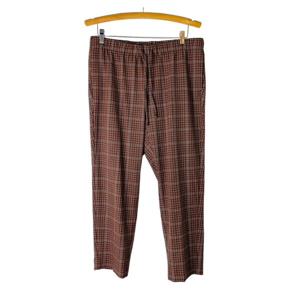 J. Jill orange pink black plaid pull on preppy soft flannel cropped pants MP - Picture 1 of 7